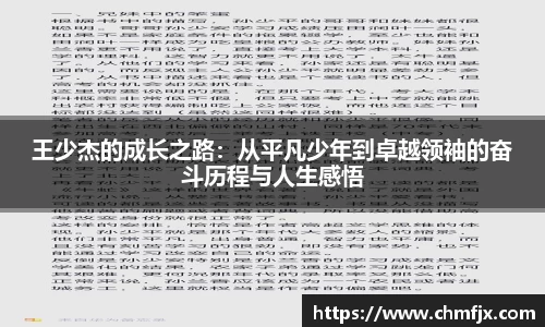 王少杰的成长之路：从平凡少年到卓越领袖的奋斗历程与人生感悟